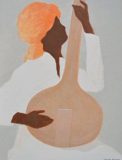 Sitar Player, Orange Turban by Lincoln Seligman